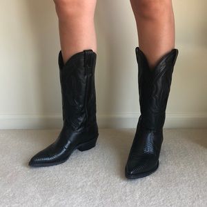 Justin Lizard Cowboy Boots Size 8 1/2B